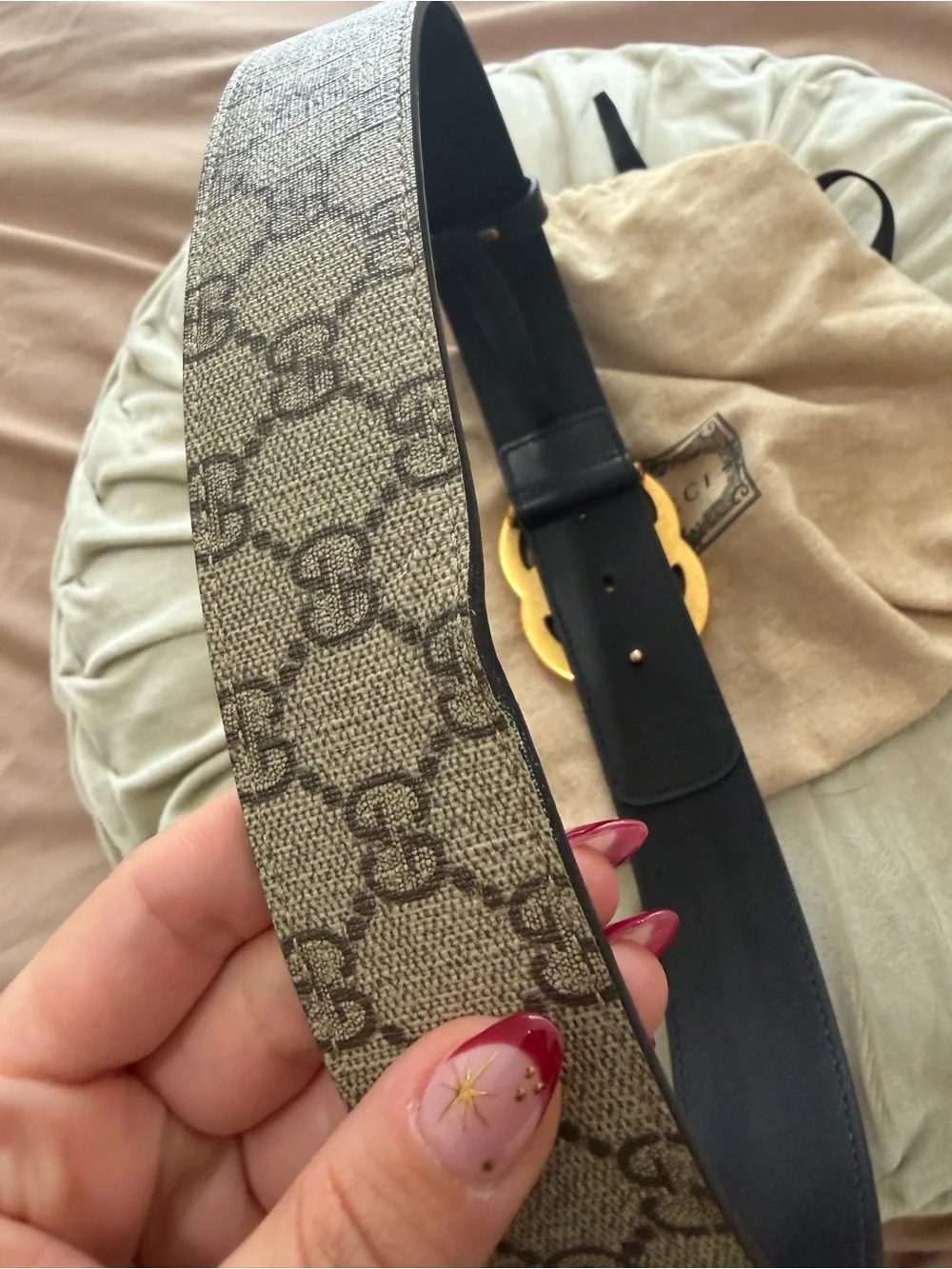 Gucci Black Leather Belt with Gold Double G Logo